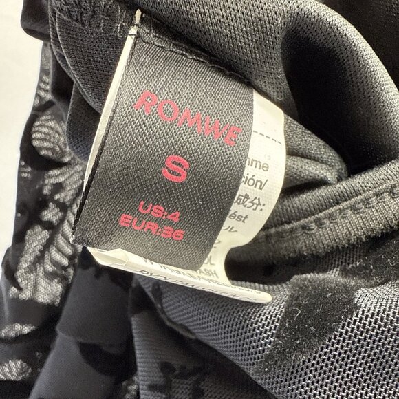 ROMWE Women's Top S Black Velvet Burnout Whimsigoth Whitchy Gothic Bell Sleeves - Picture 6 of 9